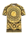 Versace T-shirt Jersey Cotton Bio Stampa Barocco Classic In Black
