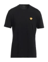 Versace Medusa Embroidered Black Cotton Jersey T-shirt In Black