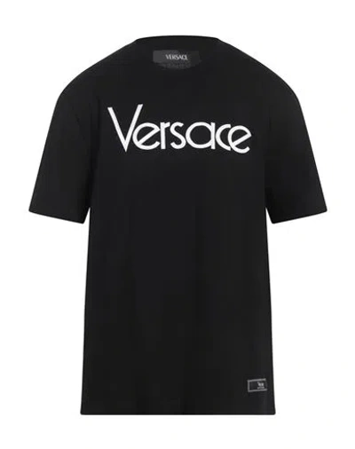 Versace Man T-shirt Black Size L Cotton, Polyester, Viscose