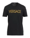 Versace Man T-shirt Black Size L Cotton, Viscose In Black