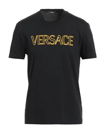 Versace Man T-shirt Black Size L Cotton, Viscose