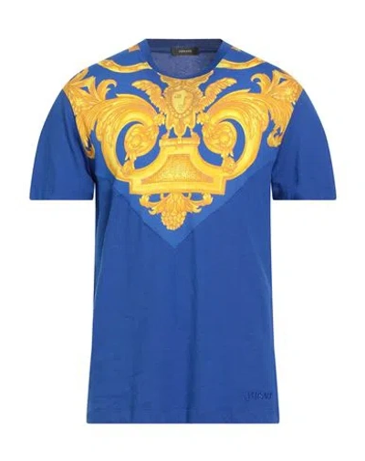 Versace Man T-shirt Bright Blue Size Xl Cotton