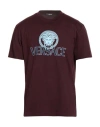 Versace Man T-shirt Plum Size S Cotton In Burgundy