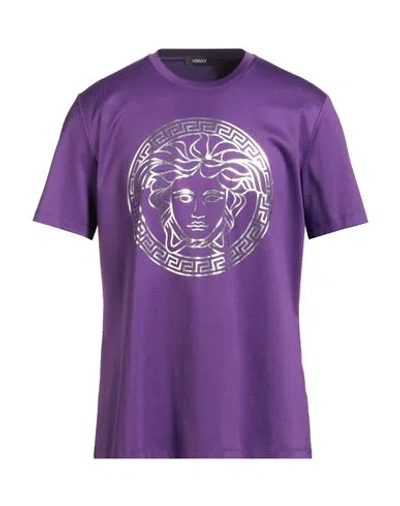 Versace Man T-shirt Purple Size 42 Cotton
