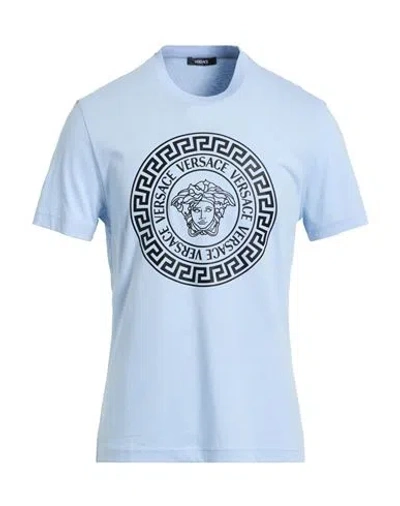 Versace Man T-shirt Sky Blue Size L Cotton