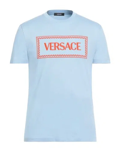 Versace Man T-shirt Sky Blue Size S Cotton, Polyester