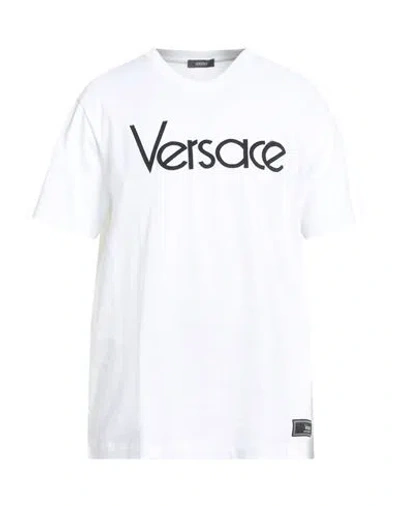 Versace Man T-shirt White Size L Cotton, Polyester, Viscose