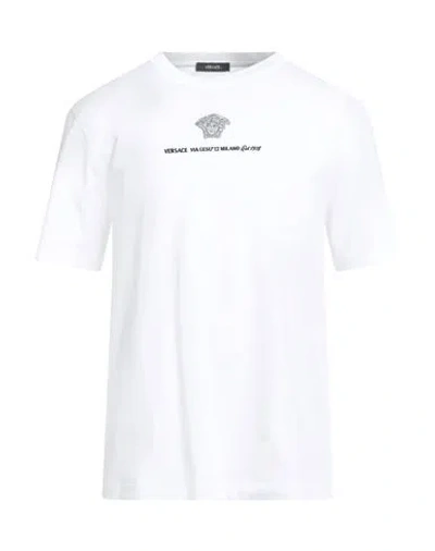 VERSACE VERSACE MAN T-SHIRT WHITE SIZE M COTTON, POLYESTER
