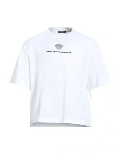 Versace Man T-shirt White Size Xxl Cotton, Polyester