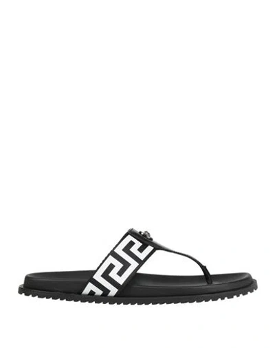 Versace Man Thong Sandal White Size 11 Calfskin, Textile Fibers