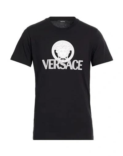 Versace Man T-shirt Black Size L Cotton In Pink