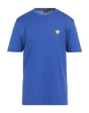 Versace Logo-embroidered Cotton-jersey T-shirt In Blue