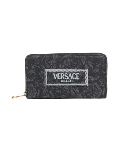 Versace Man Wallet Black Size - Textile Fibers