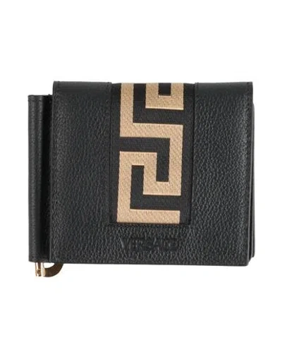 Versace Man Wallet Black Size - Textile Fibers