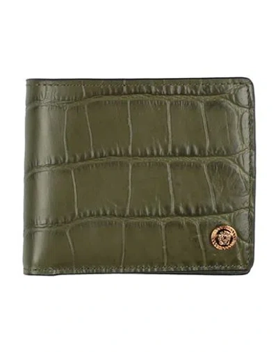 Versace Man Wallet Military Green Size - Calfskin