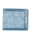 Versace Man Wallet Slate Blue Size - Leather, Textile Fibers In Blue