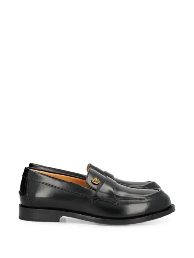 Versace Manu Leather Loafers In Black