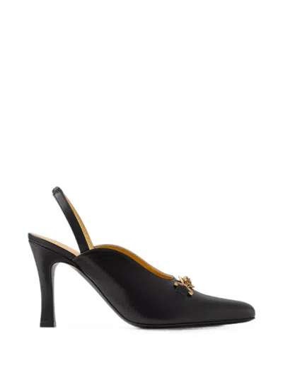 Versace 90mm La Medusa Leather Slingback Pumps In Black
