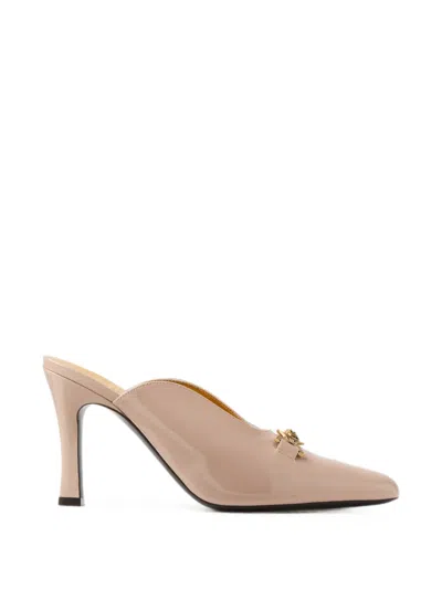 Versace Marisa Patent Mules 90 Mm In Neutral