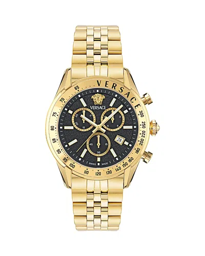 Versace Men's Swiss Chronograph Gold Ion Plated Stainless Steel Bracelet Watch 44mm