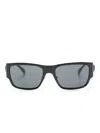 Versace Matte-effect Rectangle-frame Sunglasses In Black