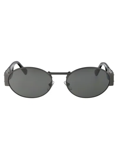 Versace Matte Gunmetal Metal Sunglasses In Black