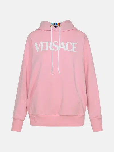 Versace Maxi Logo Hoodie In Pink