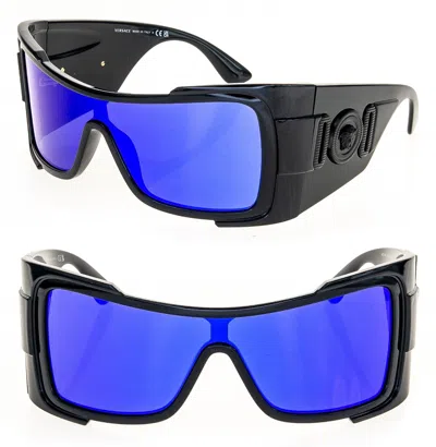 Pre-owned Versace Maxi Medusa Biggie 4451 Black Blue Mirrored Ve4451 Unisex Sunglasses