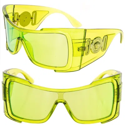 Pre-owned Versace Maxi Medusa Biggie 4451 Lime Green Mirrored Ve4451 Unisex Sunglasses