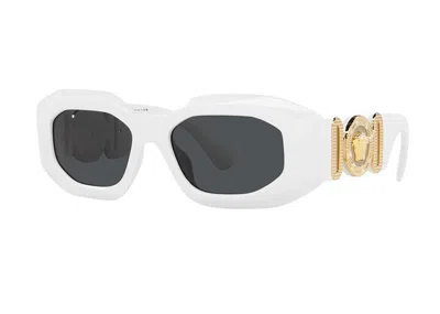 Pre-owned Versace Maxi Medusa Biggie Sunglasses In White (ve4425u/314/87)