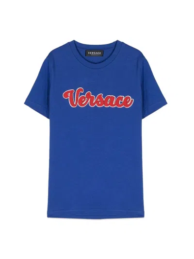 Versace Mini Logo Graphic T-shirt For Boys In Blue