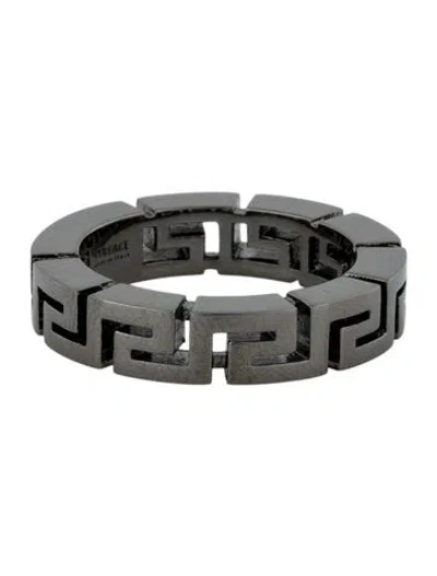Pre-owned Versace Meander Ring In Black