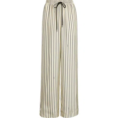 Versace Meandros Silk Twill Pants In Green