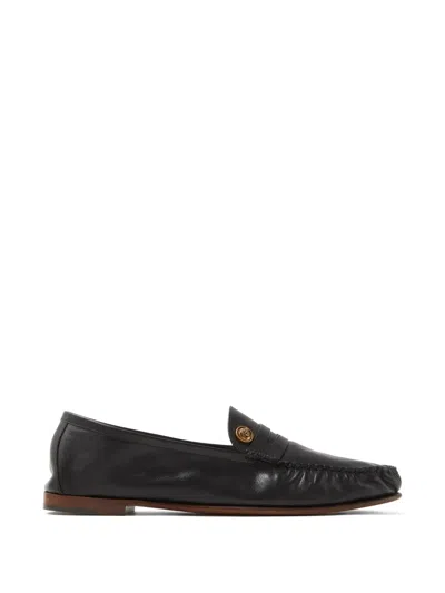 Versace Medallion-detail Loafers In Black