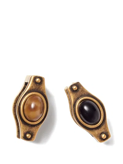 Versace Medallion Drop Earrings In Brown