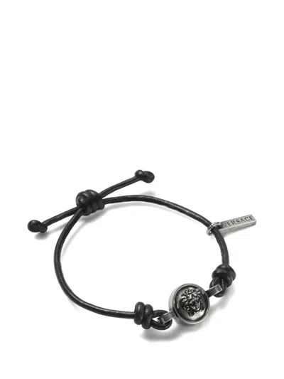 Versace Medallion Knotted Bracelet In Black