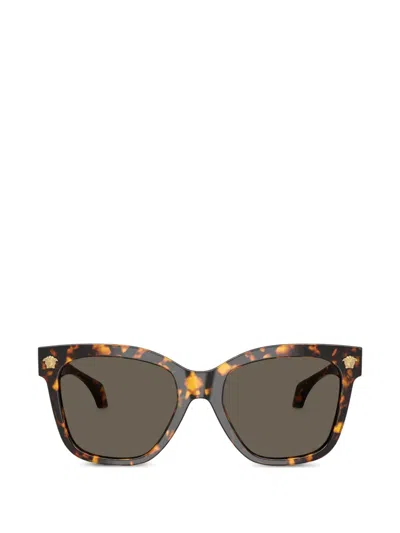 Versace Medallion Square-frame Sunglasses In Brown
