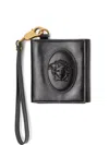 Versace Medallion Strap Wallet In Black