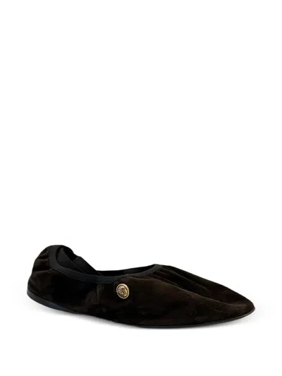 Versace Medallion-detail Flat Shoes In Brown
