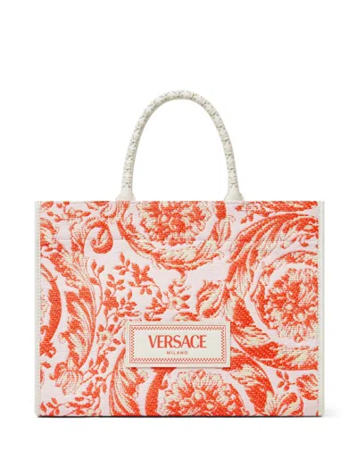 Versace Barocco Athena Tote Bag In Pink