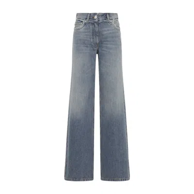 Versace Raw Cut Denim Pant For Women In Blue