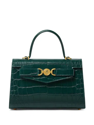 Versace Medium Embossed Tote Bag In Green