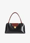 Versace Vivian Medium Two-tone Textured-leather Shoulder Bag In Black