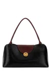 Versace Vivian Medium Two-tone Textured-leather Shoulder Bag In Black