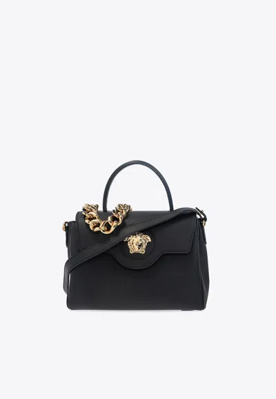 Versace Medium La Medusa Shoulder Bag In Black