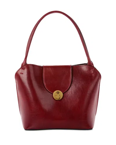 Versace Medium Leather Shoulder Bag In Burgundy