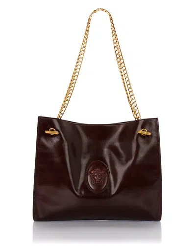 Versace Medium Leather Shoulder Bag In Brown