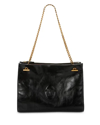 Versace Medium Leather Shoulder Bag In Black