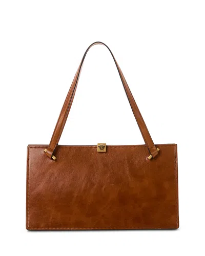 Versace Medium Leather Tote In Brown