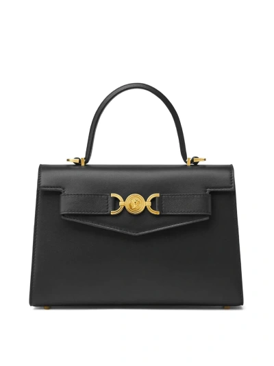 Versace Medium Top Handle Bag In V Black  Gold